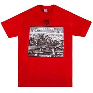 PRE-OWNED SUPREME 2018 FLORENZA SHORT SLEEVE SHIRT SZ. MEDIUM - RED